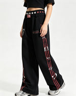 Distressed wide-leg casual pants