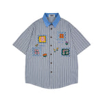 撞色條紋短袖襯衫