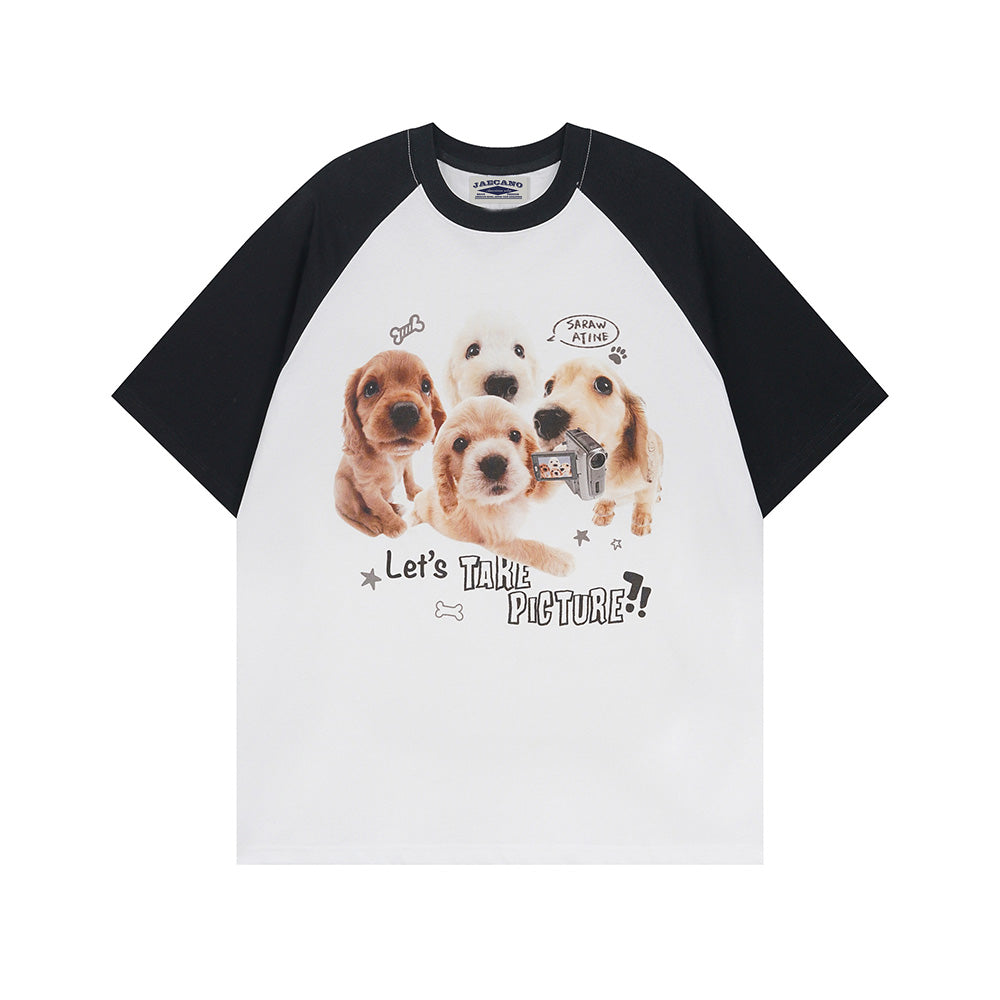 Cute puppy print short sleeves