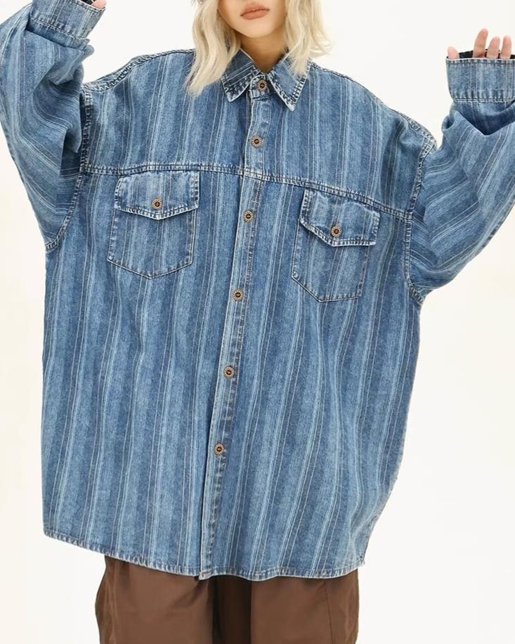 vintage striped denim shirt 