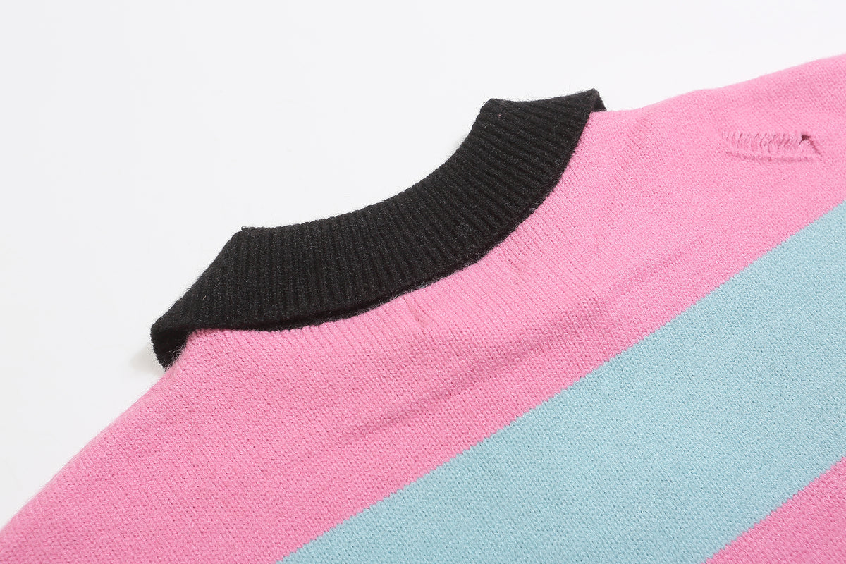 retro striped polo sweater