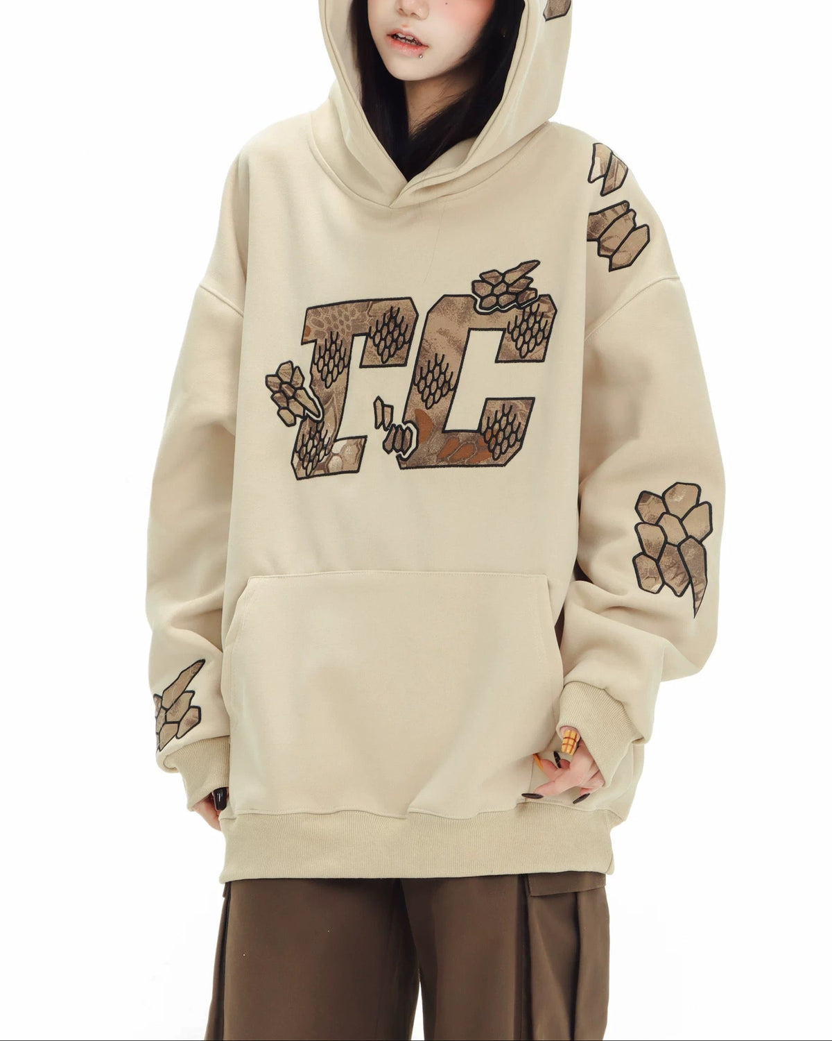 Retro hooded pullover sweatshirt