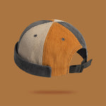 復古燈芯絨拼色帽