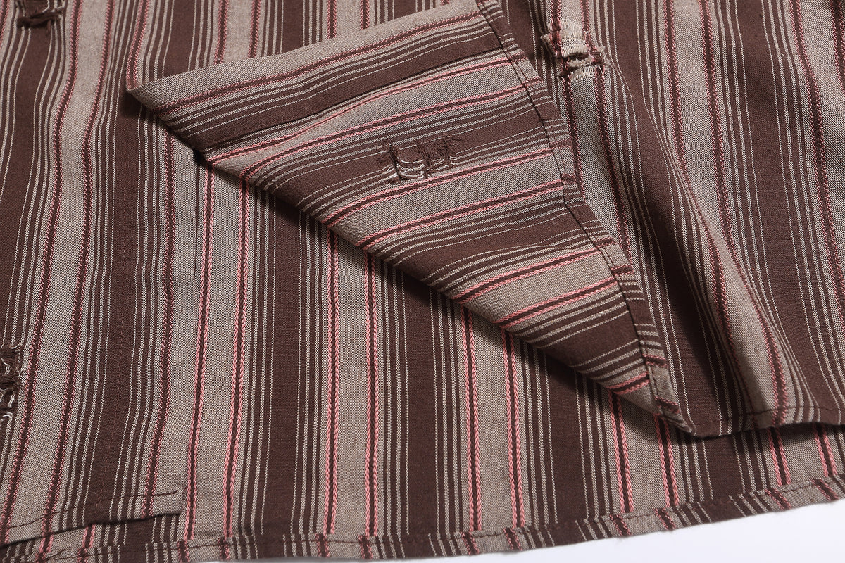 American retro vertical striped short shirt