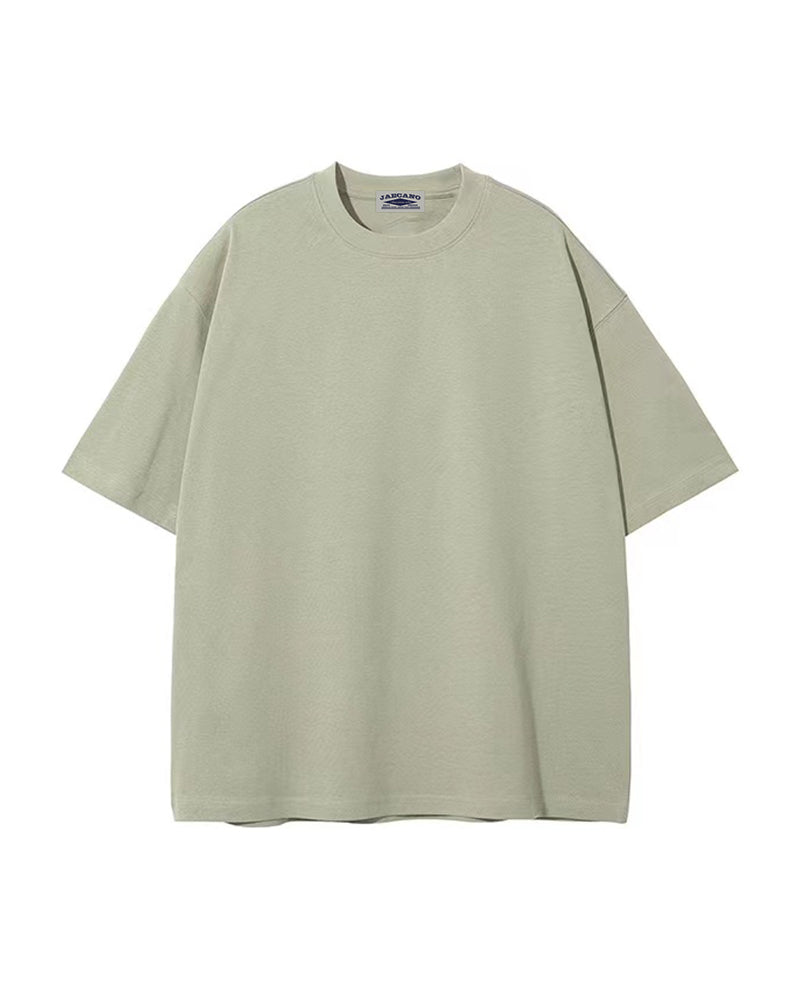 クルーネック無地オーバーサイズカップル半袖Tシャツ