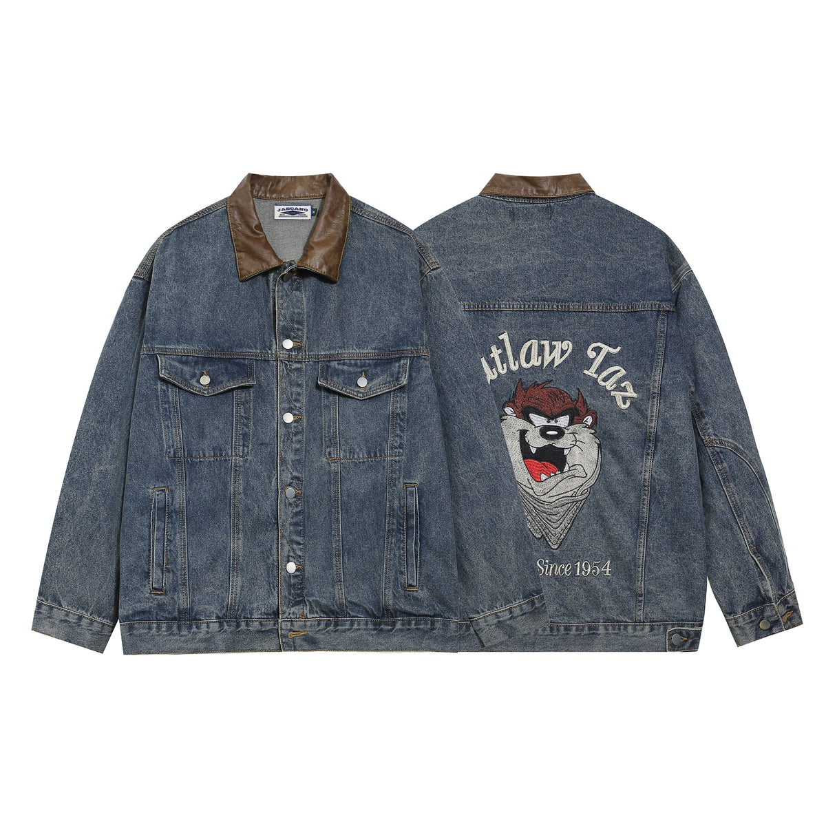 Retro cartoon embroidered denim jacket 