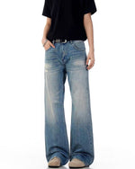 Distressed straight-leg trousers