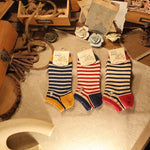復古甜美可愛條紋船襪