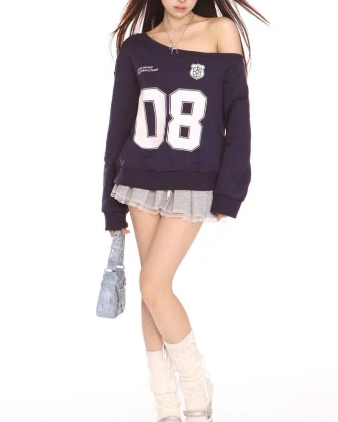 Retro loose shoulder sweatshirt (women)