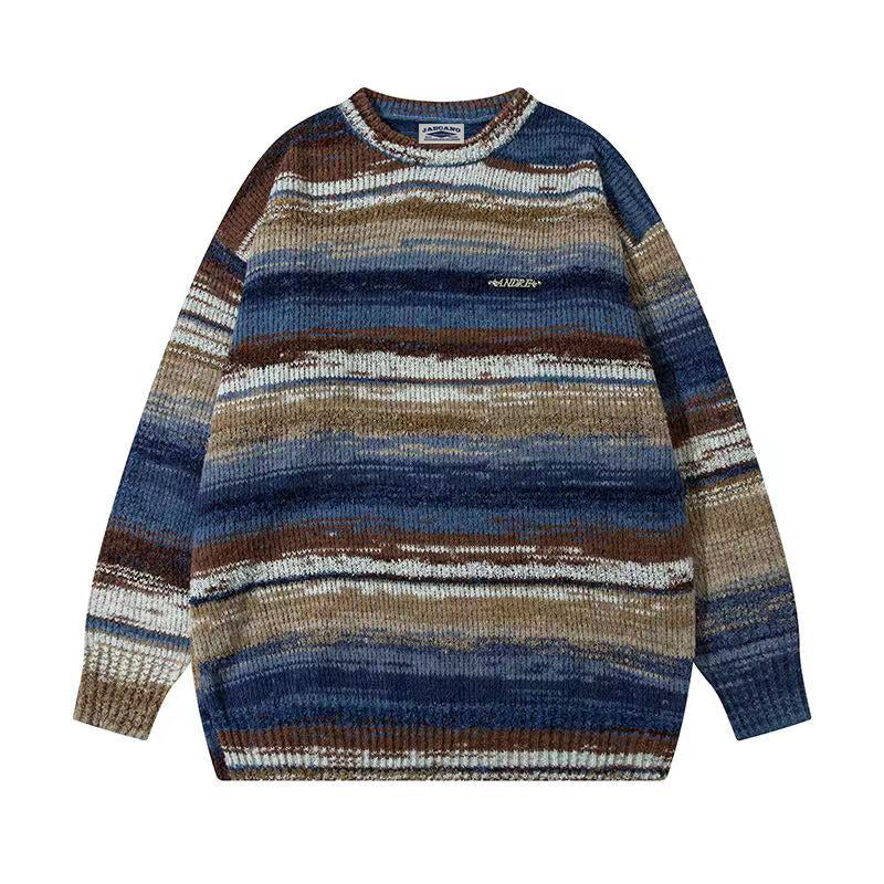 American tie-dye crew neck loose sweater