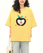 사과 자수 반팔