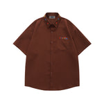 Embroidered plaid short-sleeved shirt