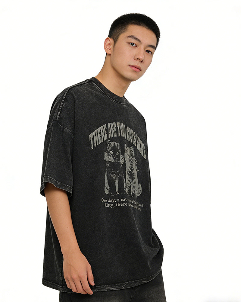 美式卡通小貓咪短袖