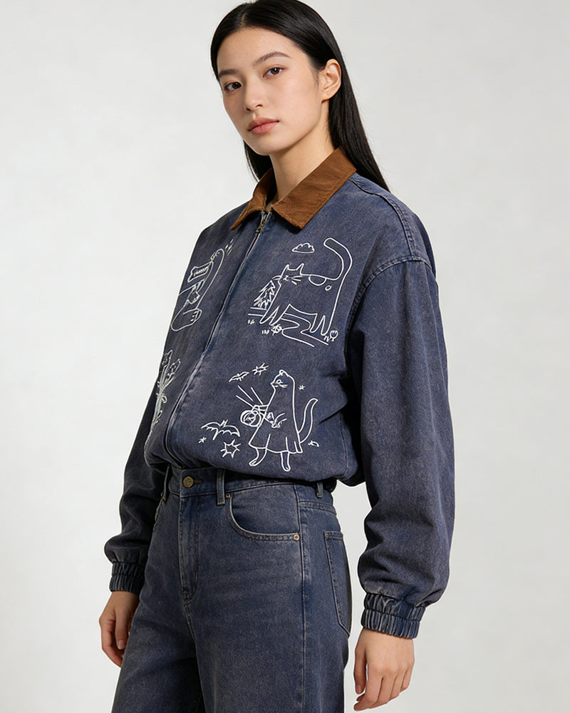 做舊趣味休閑夾克