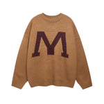 慵懶字母圓領毛衣