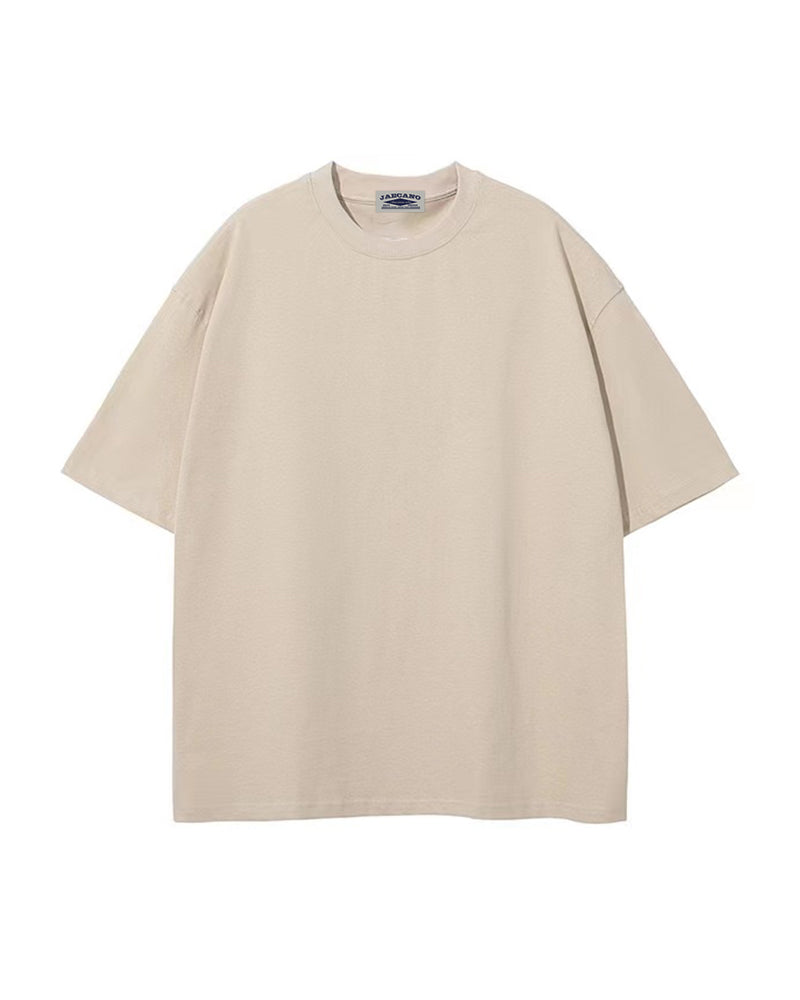 クルーネック無地オーバーサイズカップル半袖Tシャツ