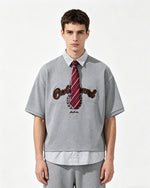 Fake two-piece lapel short sleeves