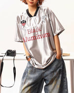 V領拼接運動短袖