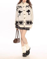Retro cute bow cardigan sweater