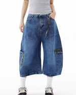 Panelled cargo cropped jeans