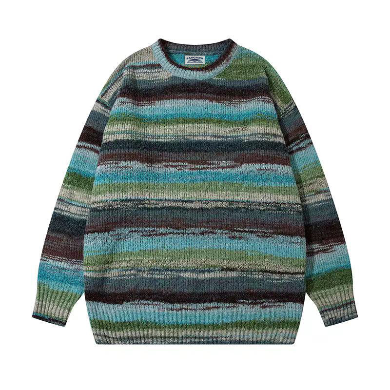 American tie-dye crew neck loose sweater