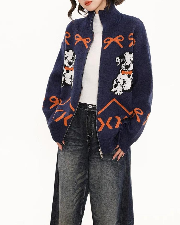 Fun dog cardigan sweater