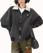 embroidered contrast jacket