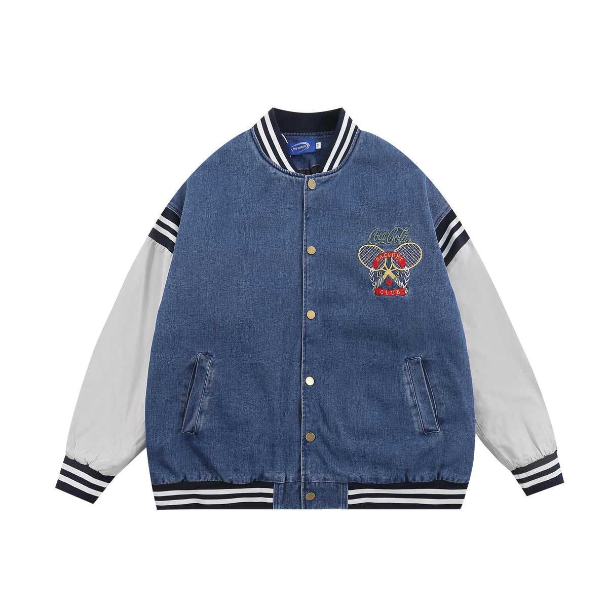 American retro denim quilted jacket