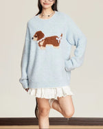 Vintage cute embroidered crew neck sweater