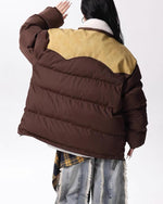 Retro contrast color embroidered cotton jacket