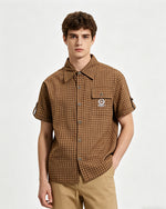 Retro embroidered short-sleeved shirt