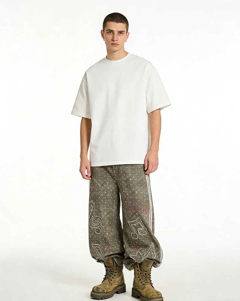 休閑波點牛仔褲