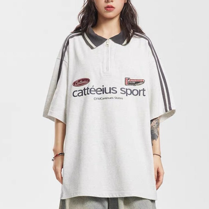 American retro loose collared short sleeve shirt