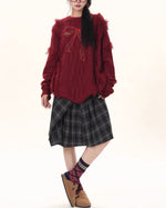 Vintage Butterfly Tassel Crew Neck Sweater