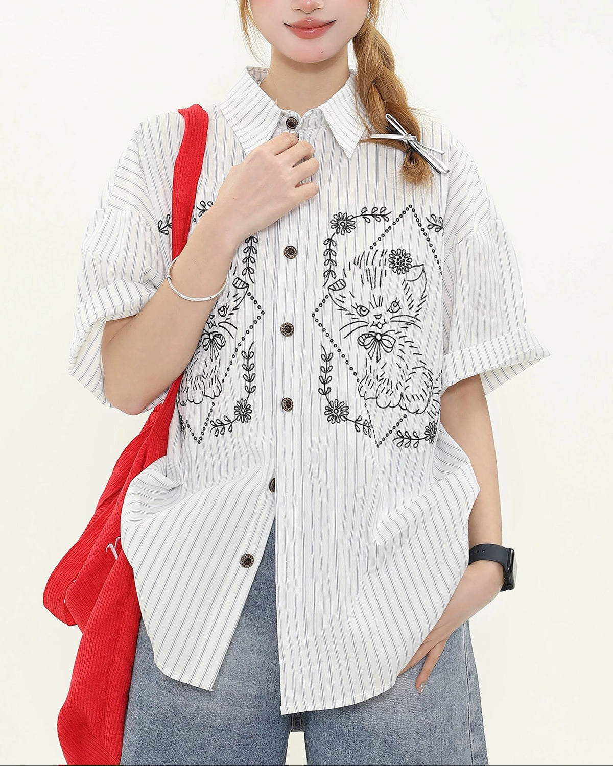 Retro fun striped short sleeve shirt