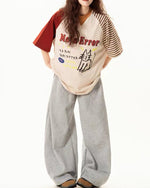 Contrast color kitten short sleeves