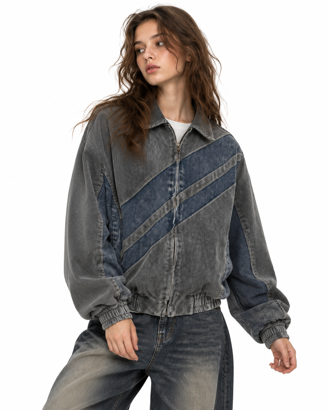 Contrast color patchwork casual jacket
