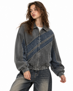 Contrast color patchwork casual jacket