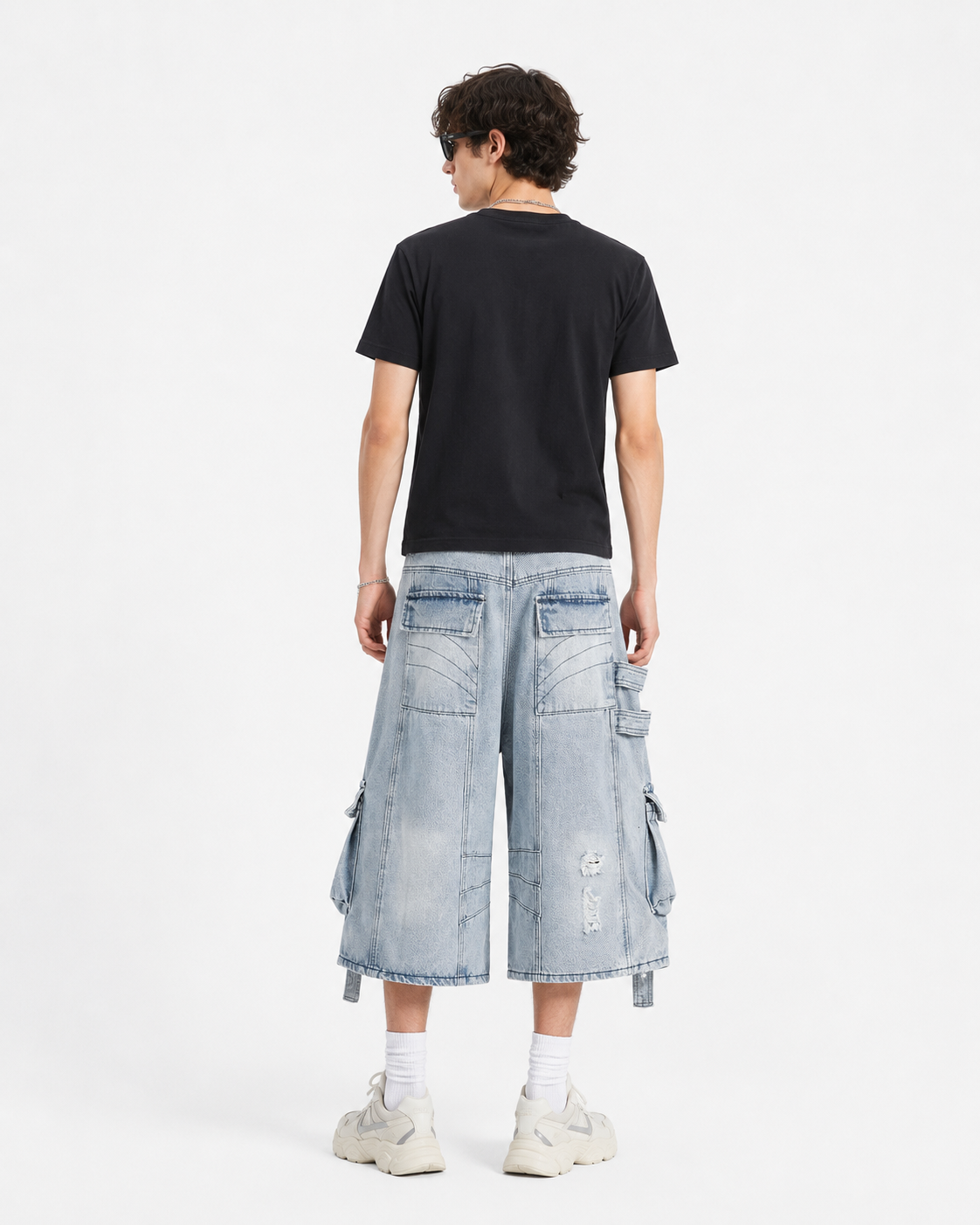 Distressed ripped shorts
