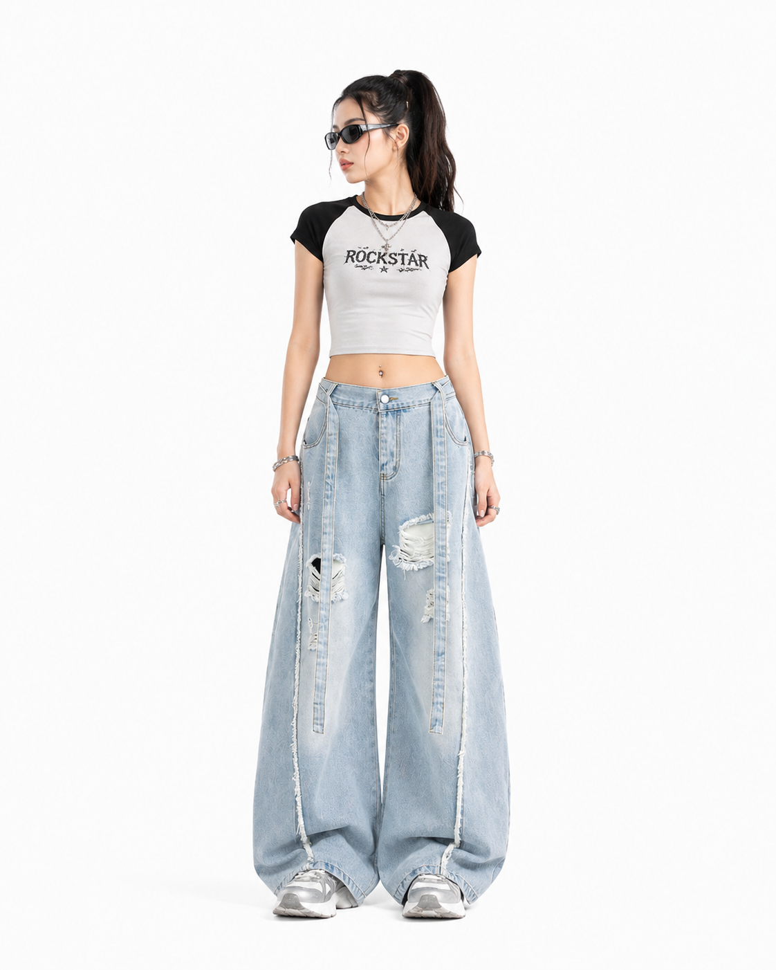 Ripped and frayed jeans
