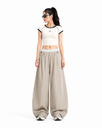 Patchwork waistband casual trousers
