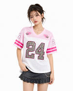 Retro color-blocked short-sleeved shirt