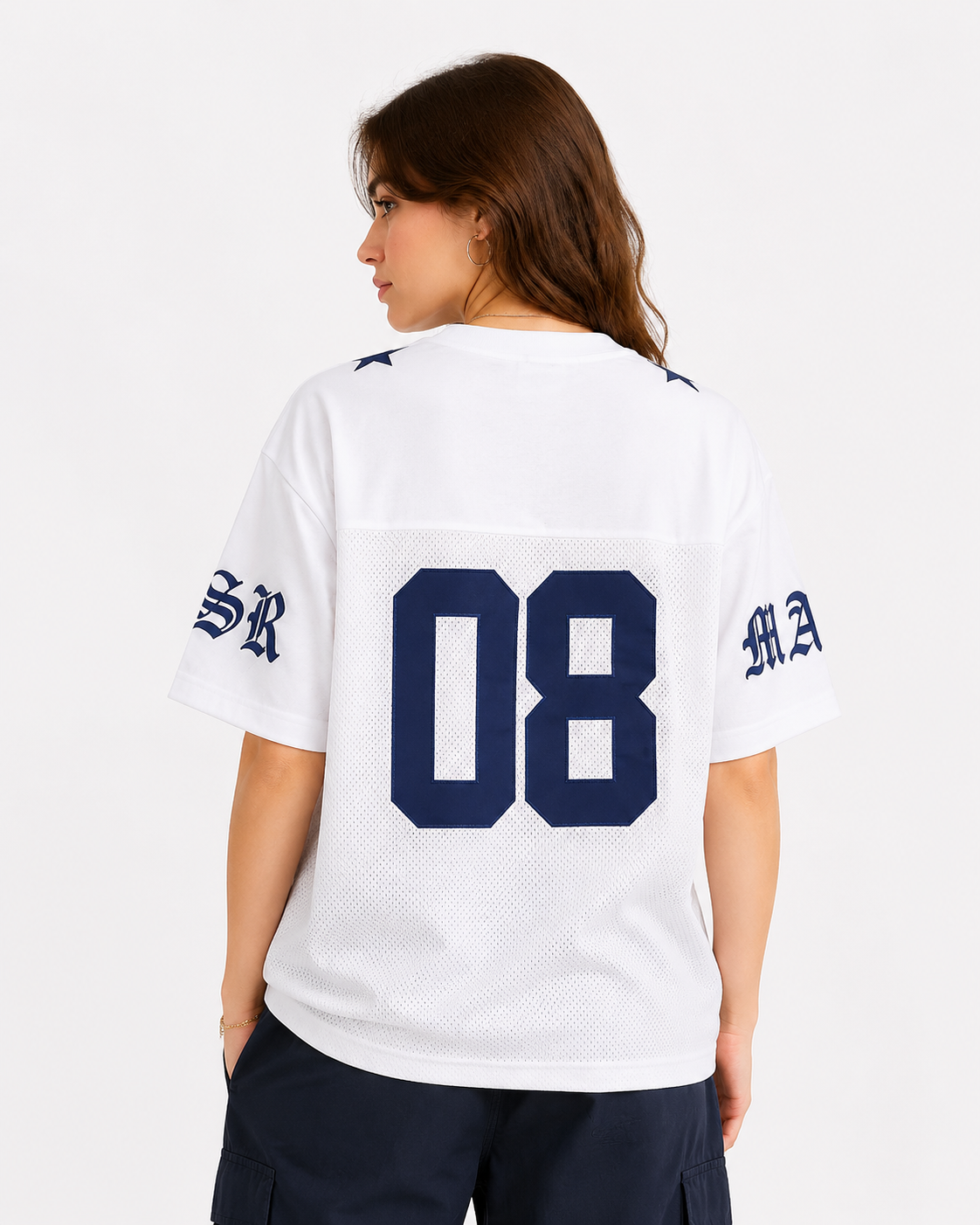레터링 자수 캐주얼 반팔 티셔츠