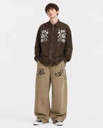Floral Embroidered Long-Sleeved Shirt