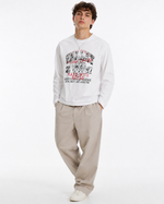 Retro distressed printed long-sleeved shirt