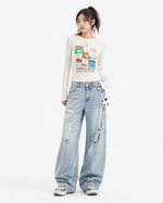 워싱 처리된 빈티지 팬츠