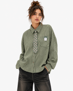 Vertical striped long-sleeved shirt
