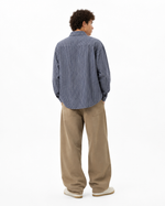 Vertical striped long-sleeved shirt