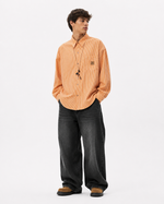 Vertical striped long-sleeved shirt
