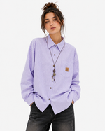 Vertical striped long-sleeved shirt